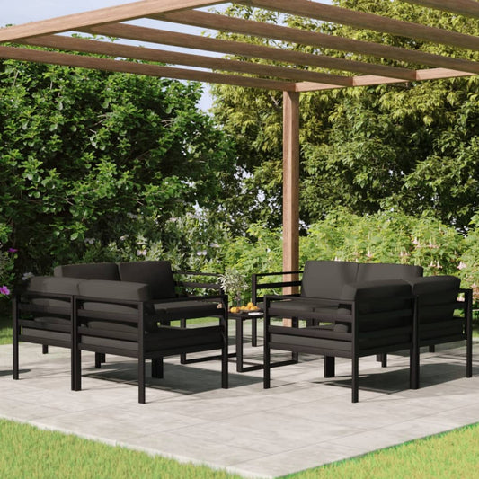 Garden Lounge Set Anthracite Aluminum 9 Piece Set Modular