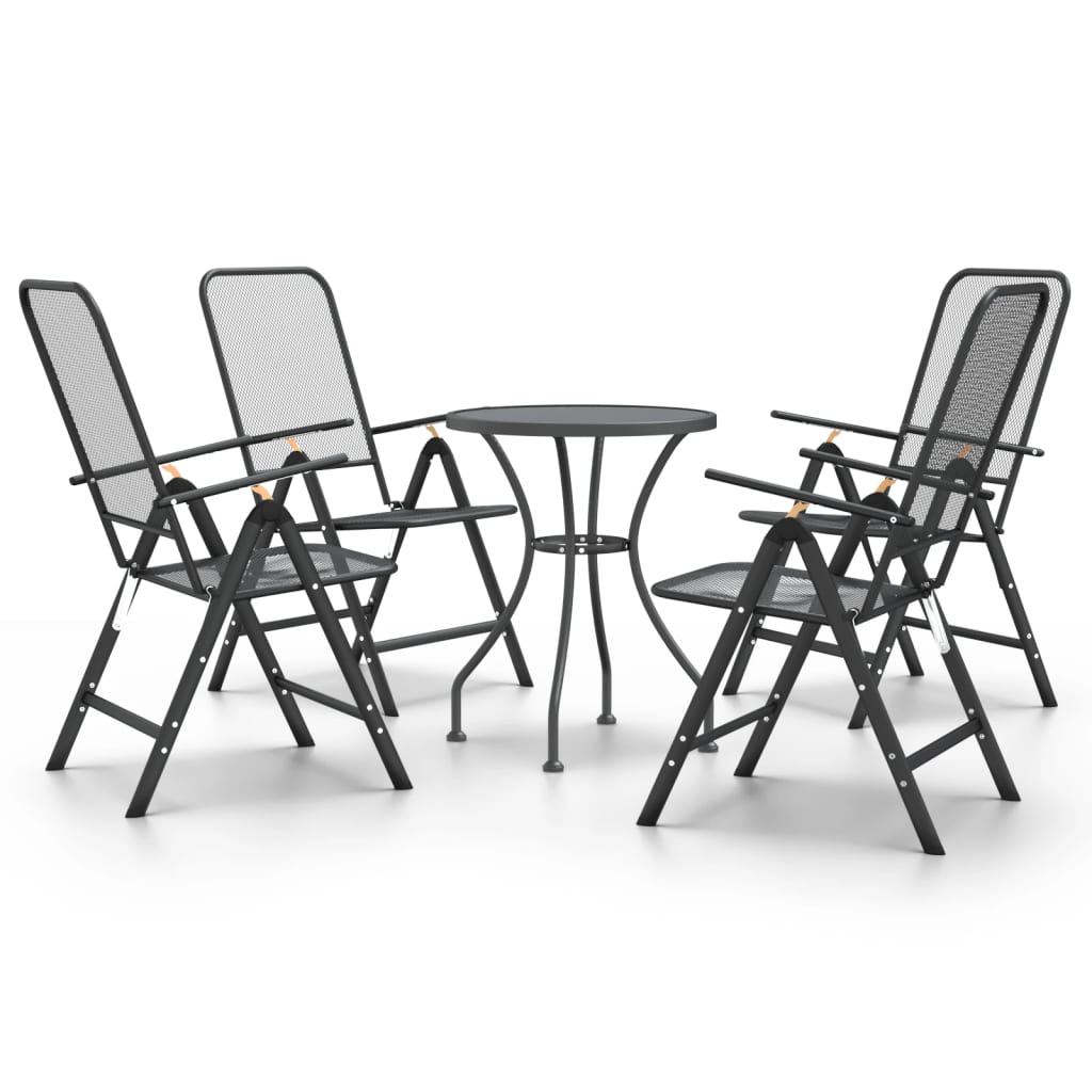 Garden Dining Set Charcoal Expanded metal mesh Compact Foldable