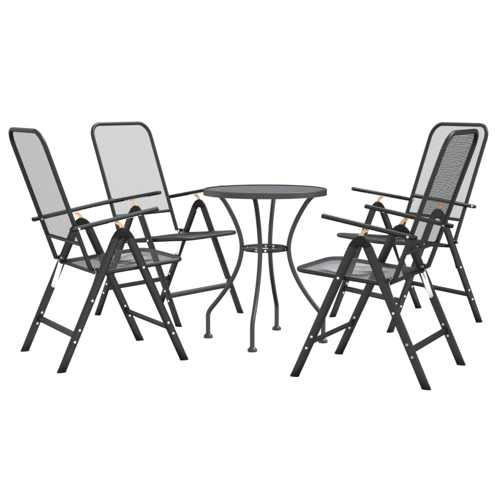 Garden Dining Set Charcoal Expanded metal mesh Compact Foldable