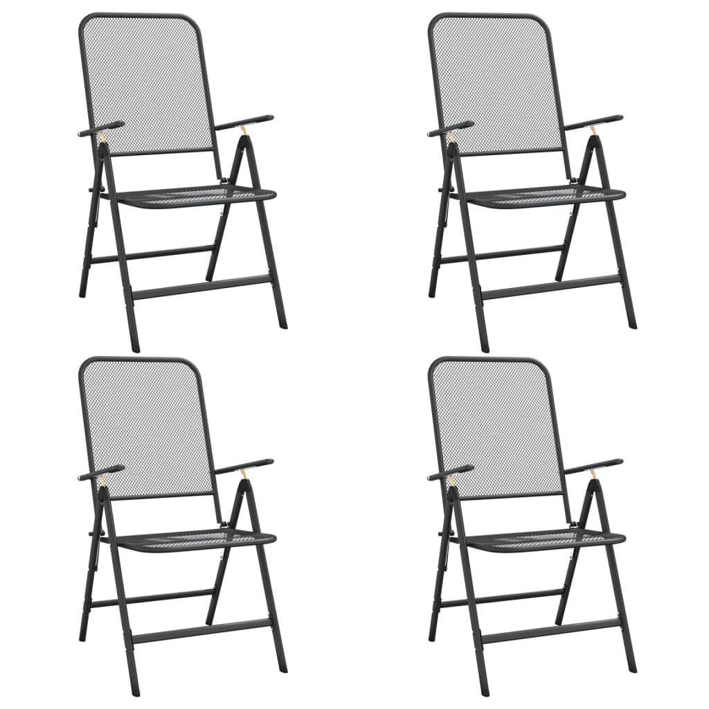 Garden Dining Set Charcoal Expanded metal mesh Compact Foldable