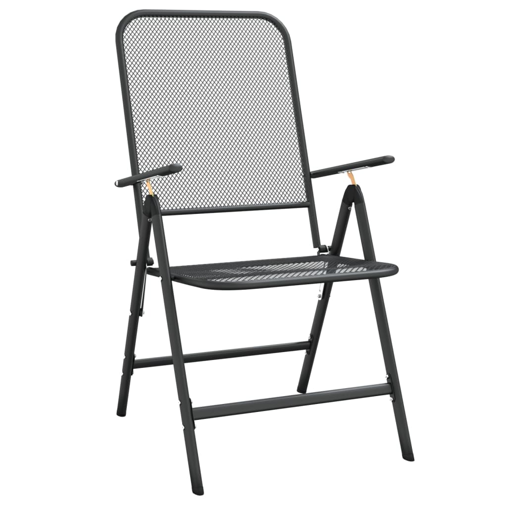Garden Dining Set Charcoal Expanded metal mesh Compact Foldable