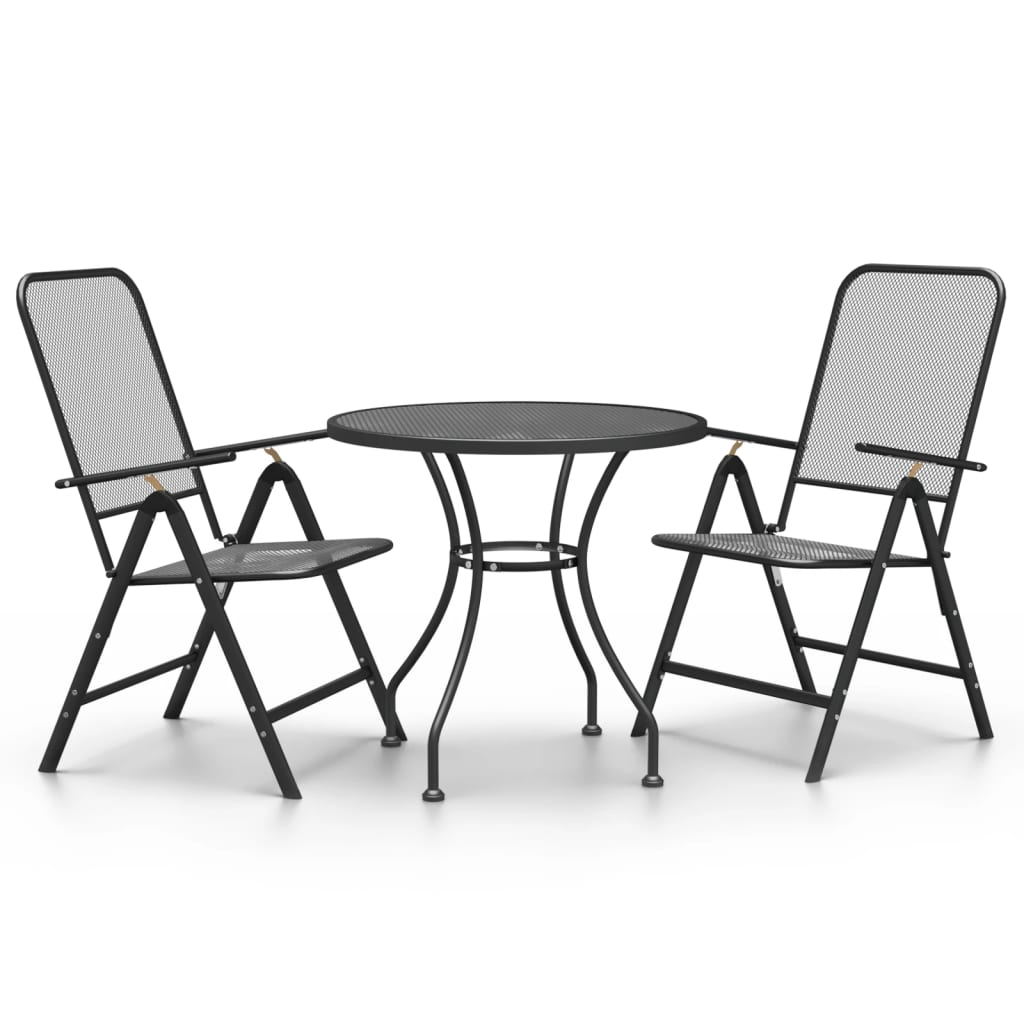 Garden Dining Set Anthracite Expanded metal mesh Medium Foldable