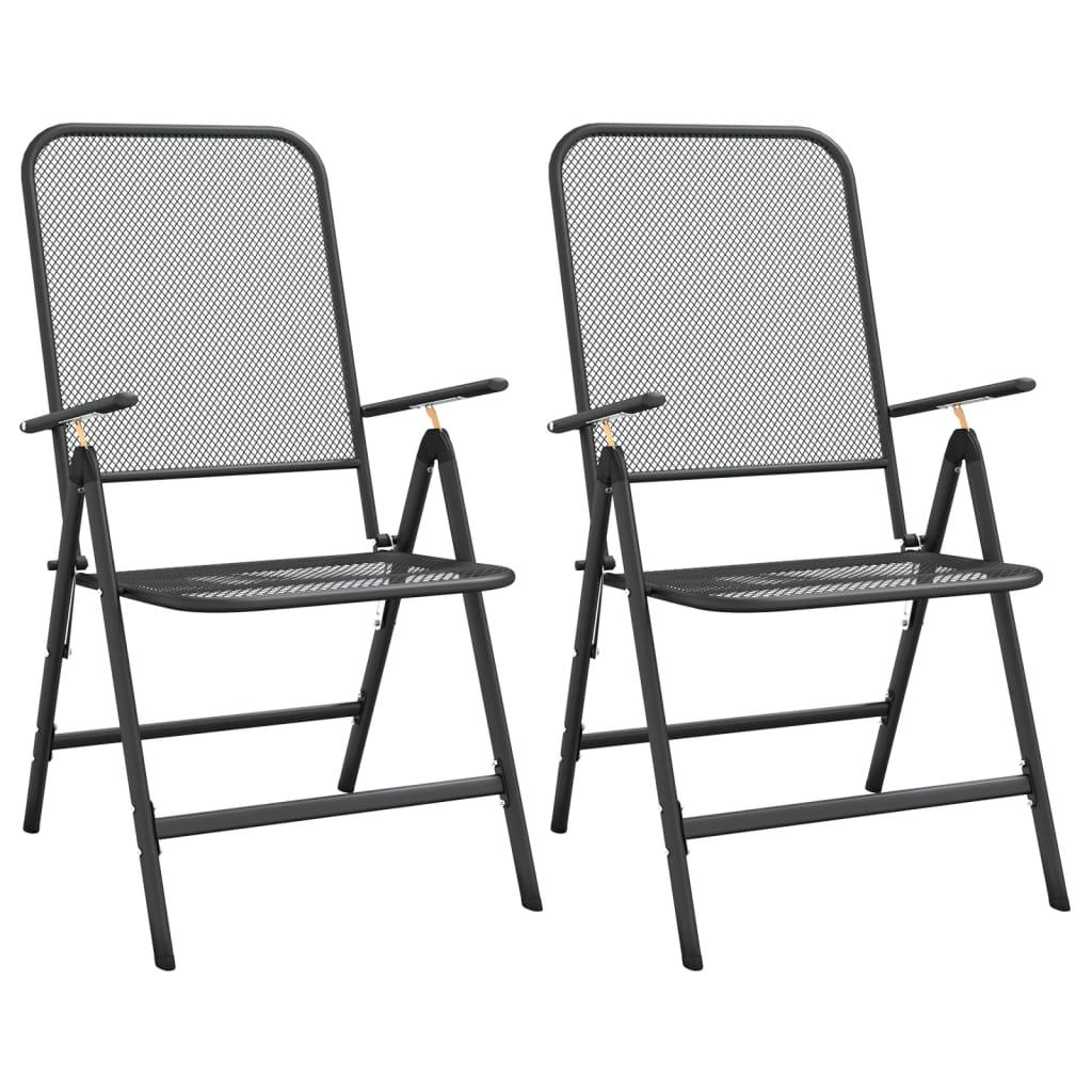 Garden Dining Set Anthracite Expanded metal mesh Medium Foldable