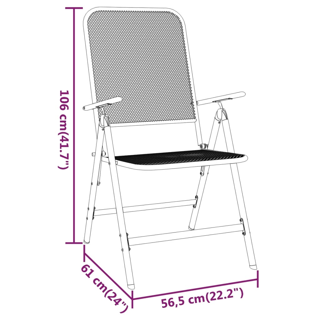 Garden Dining Set Anthracite Expanded metal mesh Medium Foldable