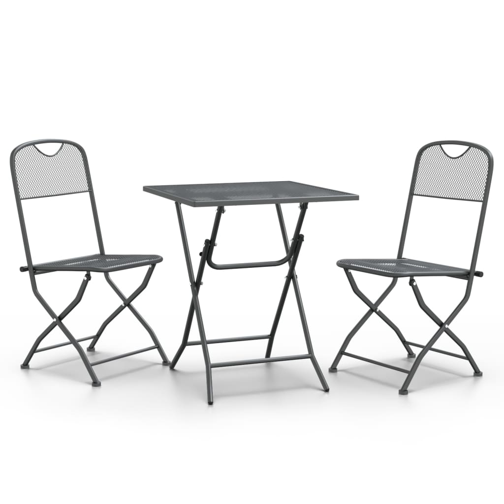Garden Dining Set Anthracite Expanded metal mesh Small Foldable