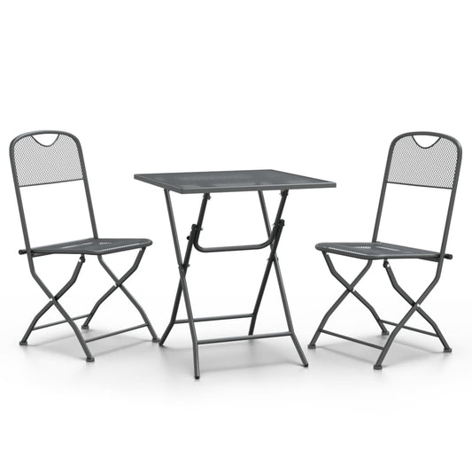 Garden Dining Set Anthracite Expanded metal mesh Small Foldable