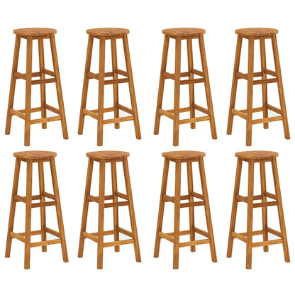 Bar Stool Set of 8 Natural wood Solid Acacia wood Standard