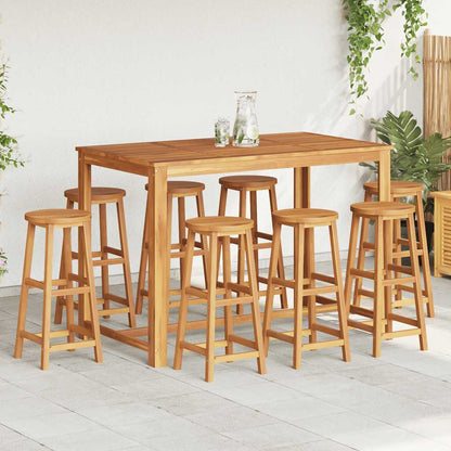 Bar Stool Set of 8 Natural wood Solid Acacia wood Standard