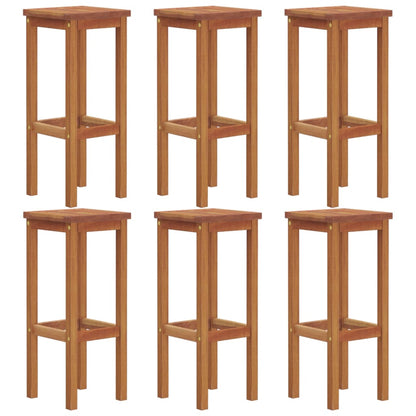 Bar Stool Set of 6 Natural Wood Solid Acacia Wood 29.1 in height