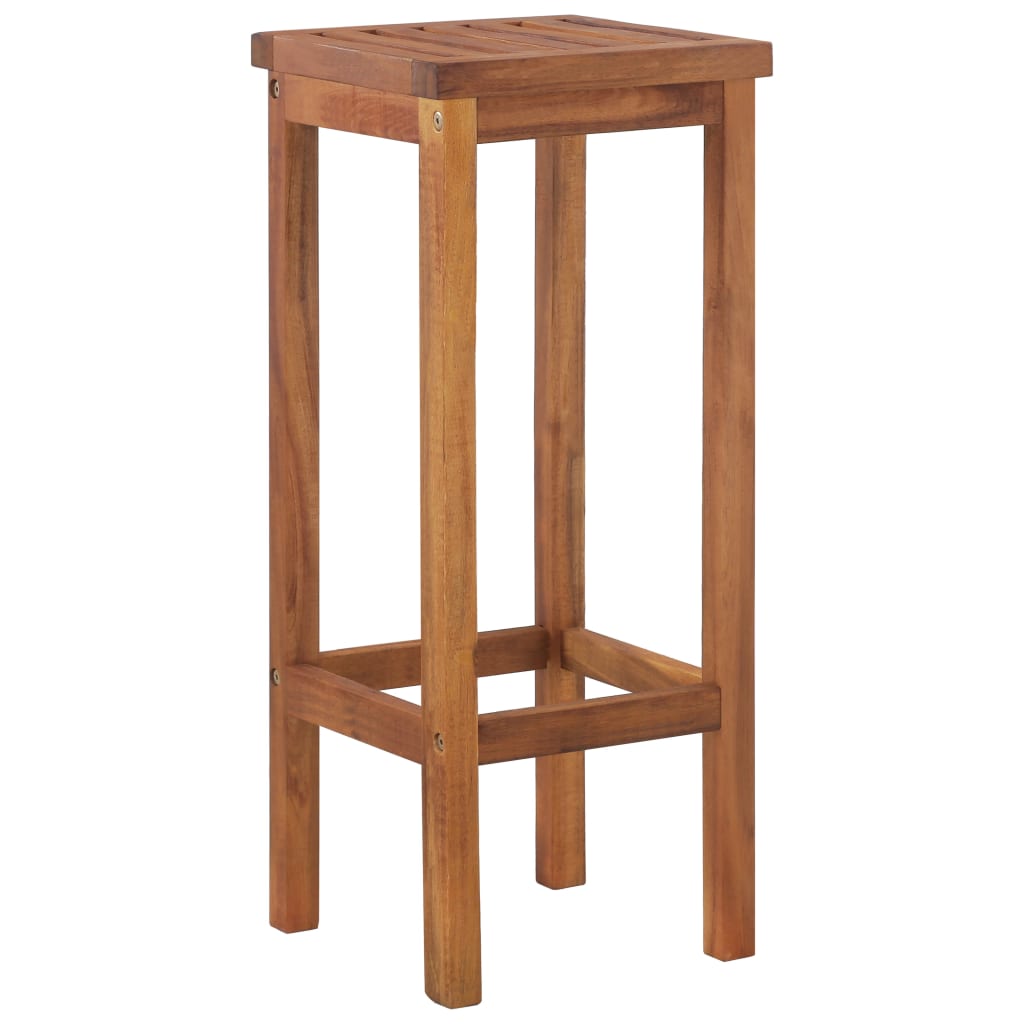 Bar Stool Set of 6 Natural Wood Solid Acacia Wood 29.1 in height