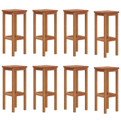 Bar Stool Set of 8 Natural wood color Solid Acacia wood Standard
