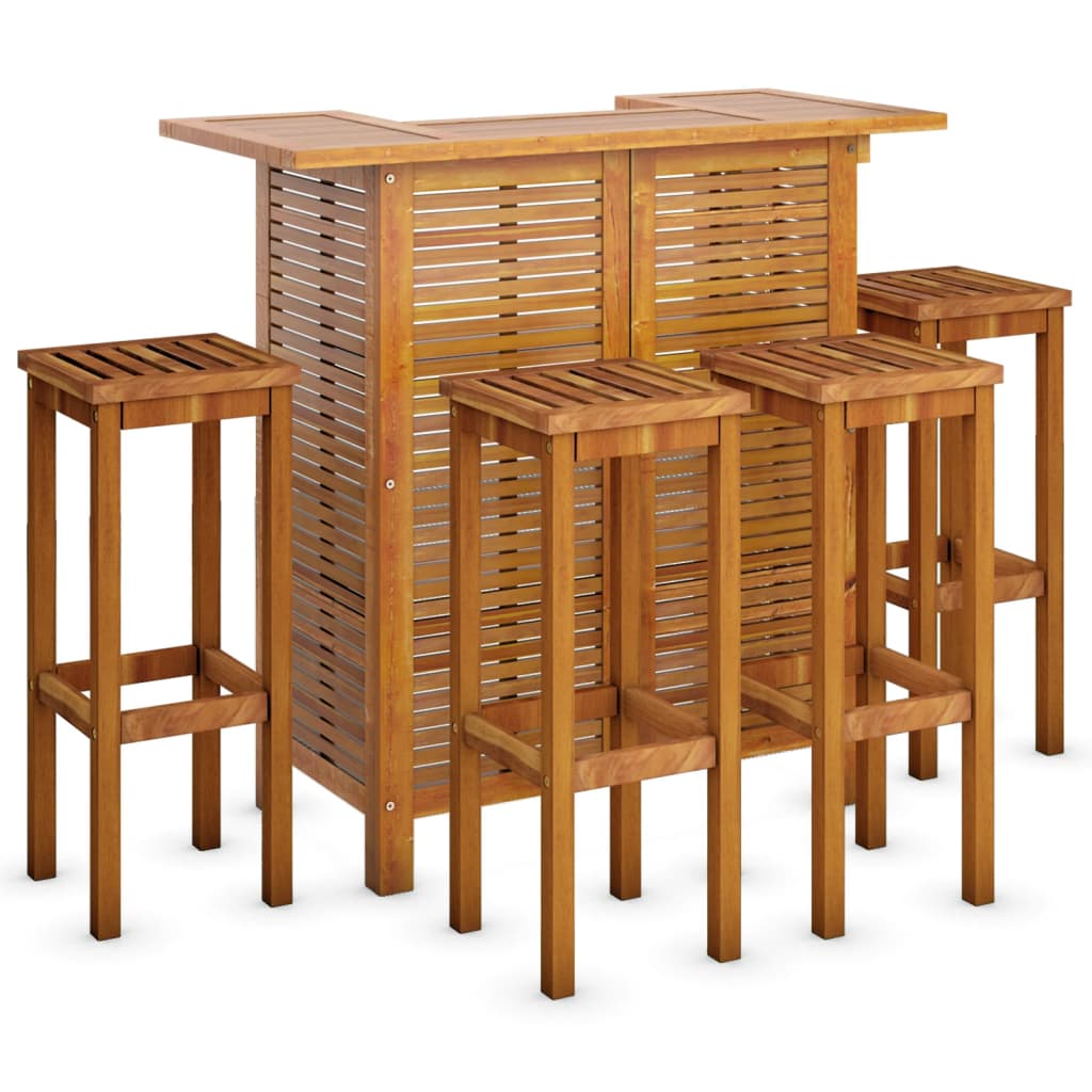 Garden Bar Set Brown Solid Acacia wood Medium Footrest