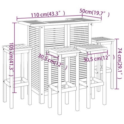 Garden Bar Set Brown Solid Acacia wood Medium Footrest