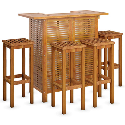 Garden Bar Set Brown Solid Acacia wood Medium Footrest