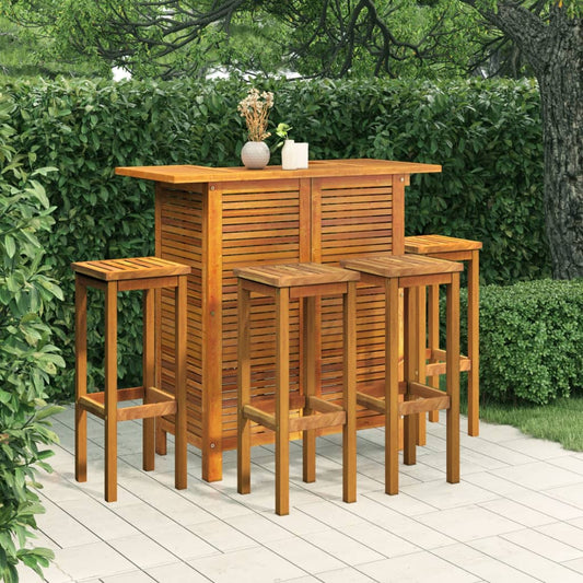 Garden Bar Set Brown Solid Acacia wood Medium Footrest