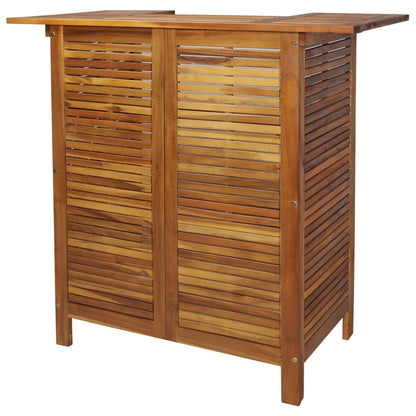Garden Bar Set Natural Wood Solid Acacia Wood Compact Footrest