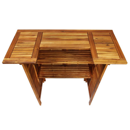 Garden Bar Set Natural Wood Solid Acacia Wood Compact Footrest
