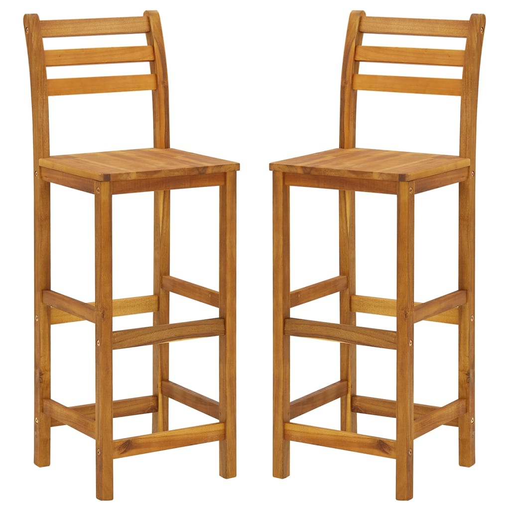 Garden Bar Set Natural Wood Solid Acacia Wood Compact Footrest