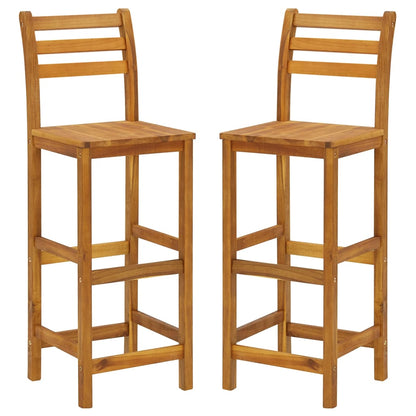 Garden Bar Set Natural Wood Solid Acacia Wood Compact Footrest
