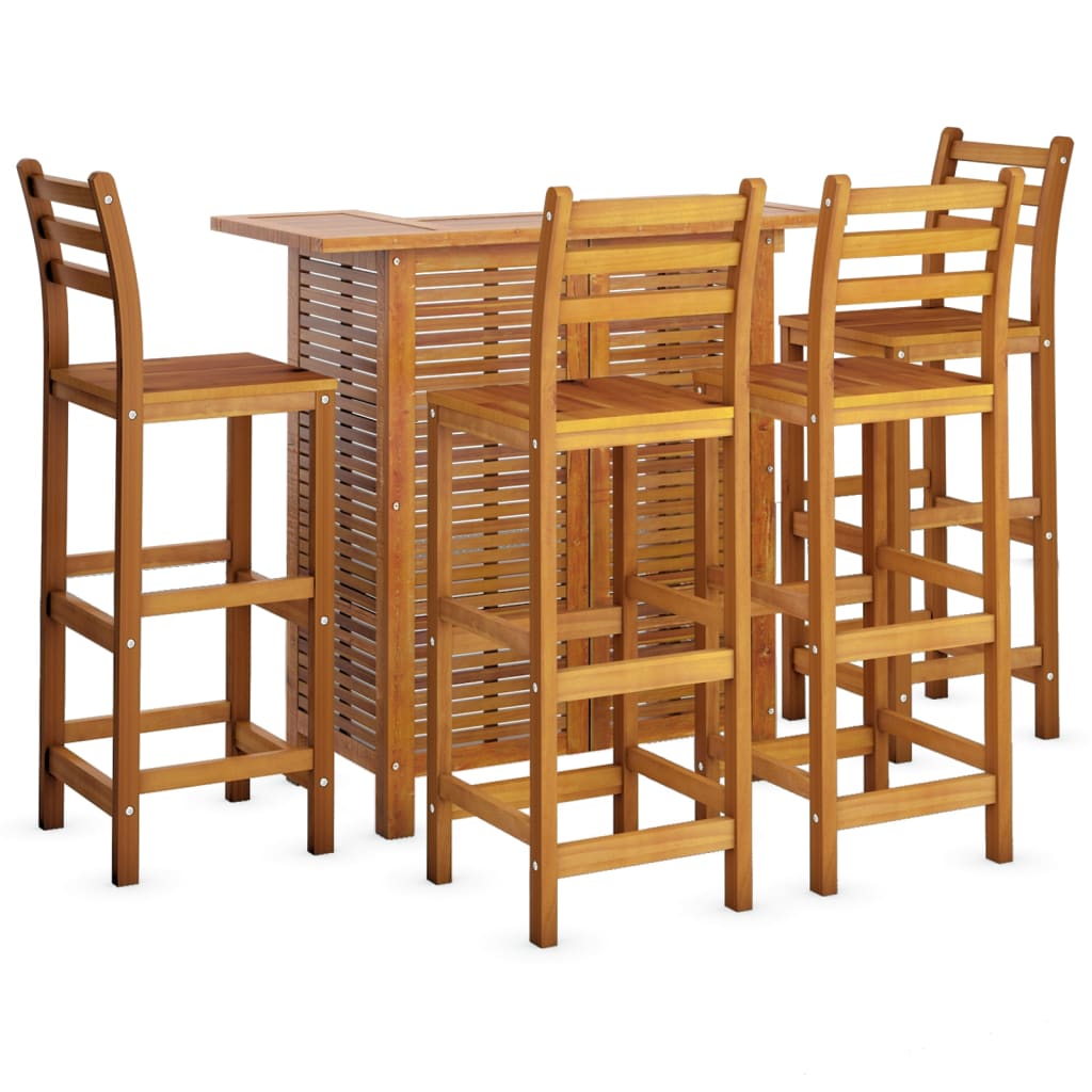 Garden Bar Set Brown Solid Acacia wood Medium Footrest