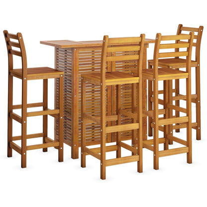 Garden Bar Set Brown Solid Acacia wood Medium Footrest