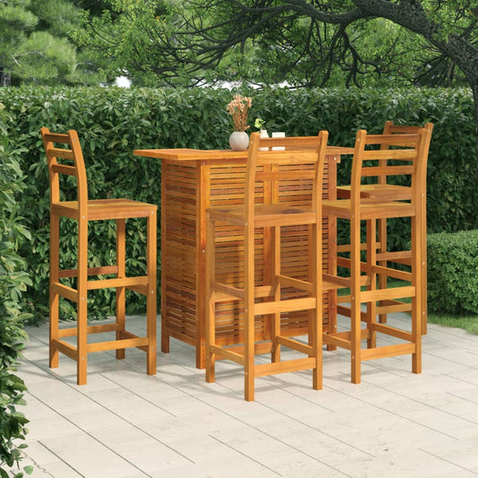 Garden Bar Set Brown Solid Acacia wood Medium Footrest