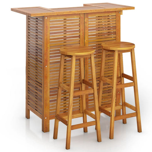 Garden Bar Set Natural wood Solid Acacia wood 3 Piece Set