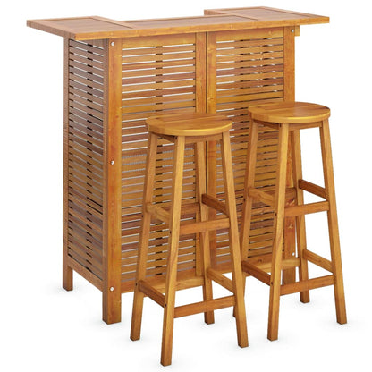 Garden Bar Set Natural wood Solid Acacia wood 3 Piece Set
