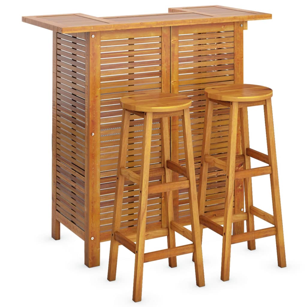 Garden Bar Set Natural wood Solid Acacia wood 3 Piece Set