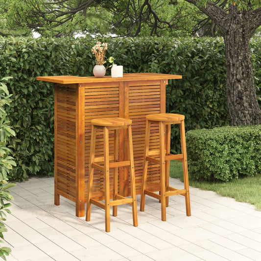 Garden Bar Set Natural wood Solid Acacia wood 3 Piece Set
