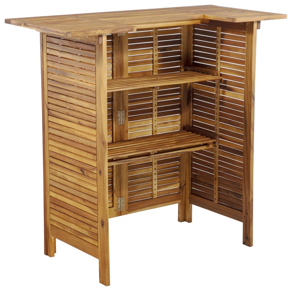Garden Bar Set Natural Wood Solid Acacia Wood Standard Footrest