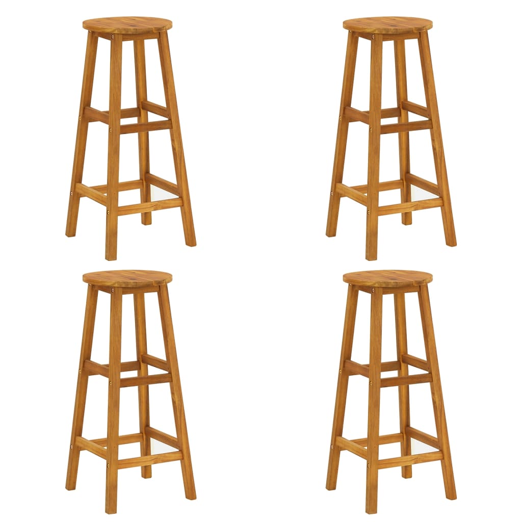 Garden Bar Set Natural Wood Solid Acacia Wood Standard Footrest