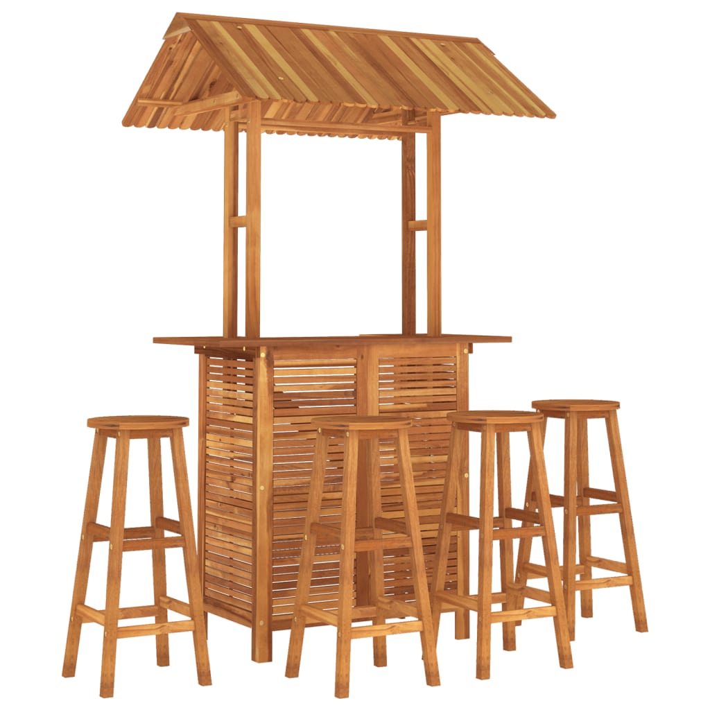 Garden Bar Set Natural Wood Solid Acacia Wood Large Durable