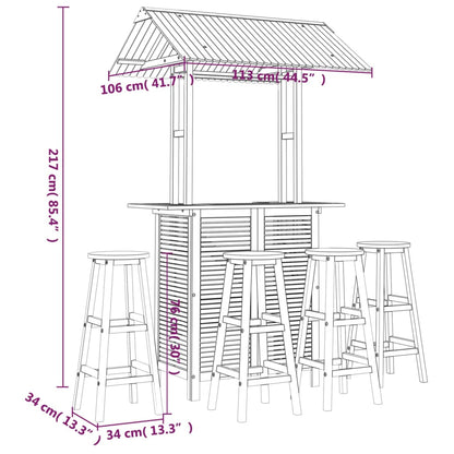 Garden Bar Set Natural Wood Solid Acacia Wood Large Durable