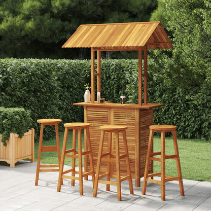 Garden Bar Set Natural Wood Solid Acacia Wood Large Durable