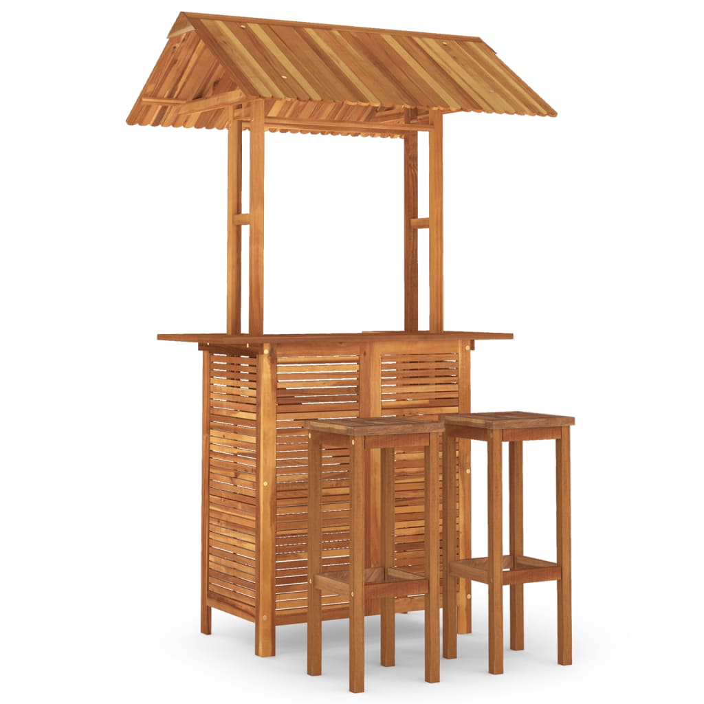 Garden Bar Set Natural wood Solid Acacia wood Large Footrest
