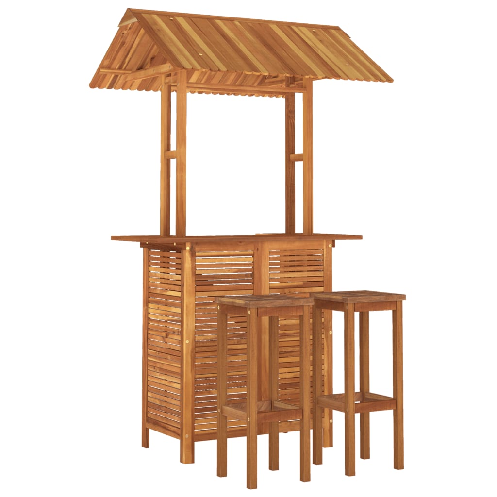 Garden Bar Set Natural wood Solid Acacia wood Large Footrest