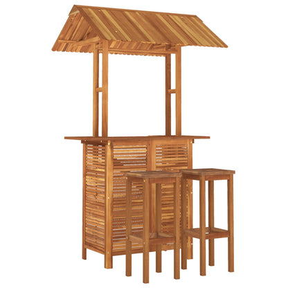 Garden Bar Set Natural wood Solid Acacia wood Large Footrest