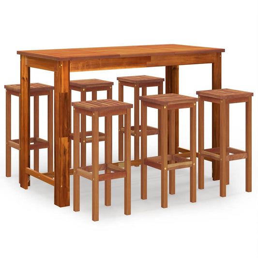 Garden Bar Set Wooden Brown Solid Acacia wood Standard Footrest