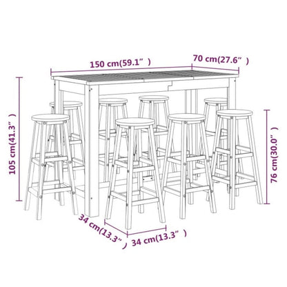 Garden Bar Set Wooden Solid Acacia wood Large Durable