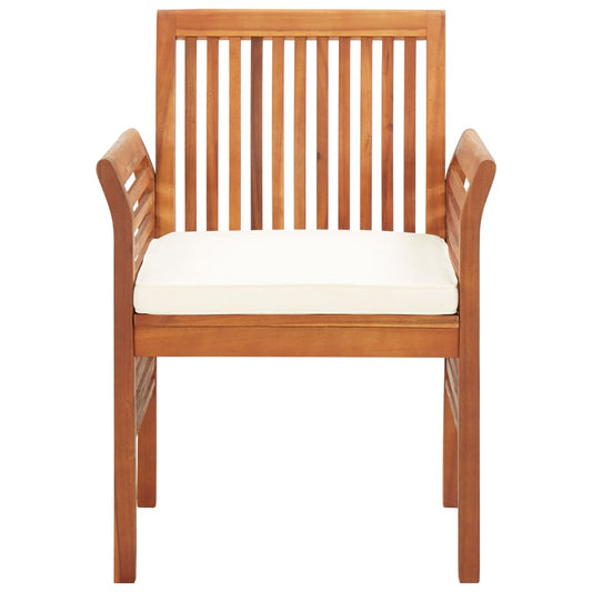 Garden Dining Chair Set of 4 Natural Wood, Cream