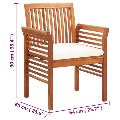 Garden Dining Chair Set of 4 Natural Wood, Cream
