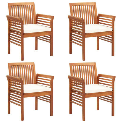 Garden Dining Chair Set of 4 Natural Wood, Cream
