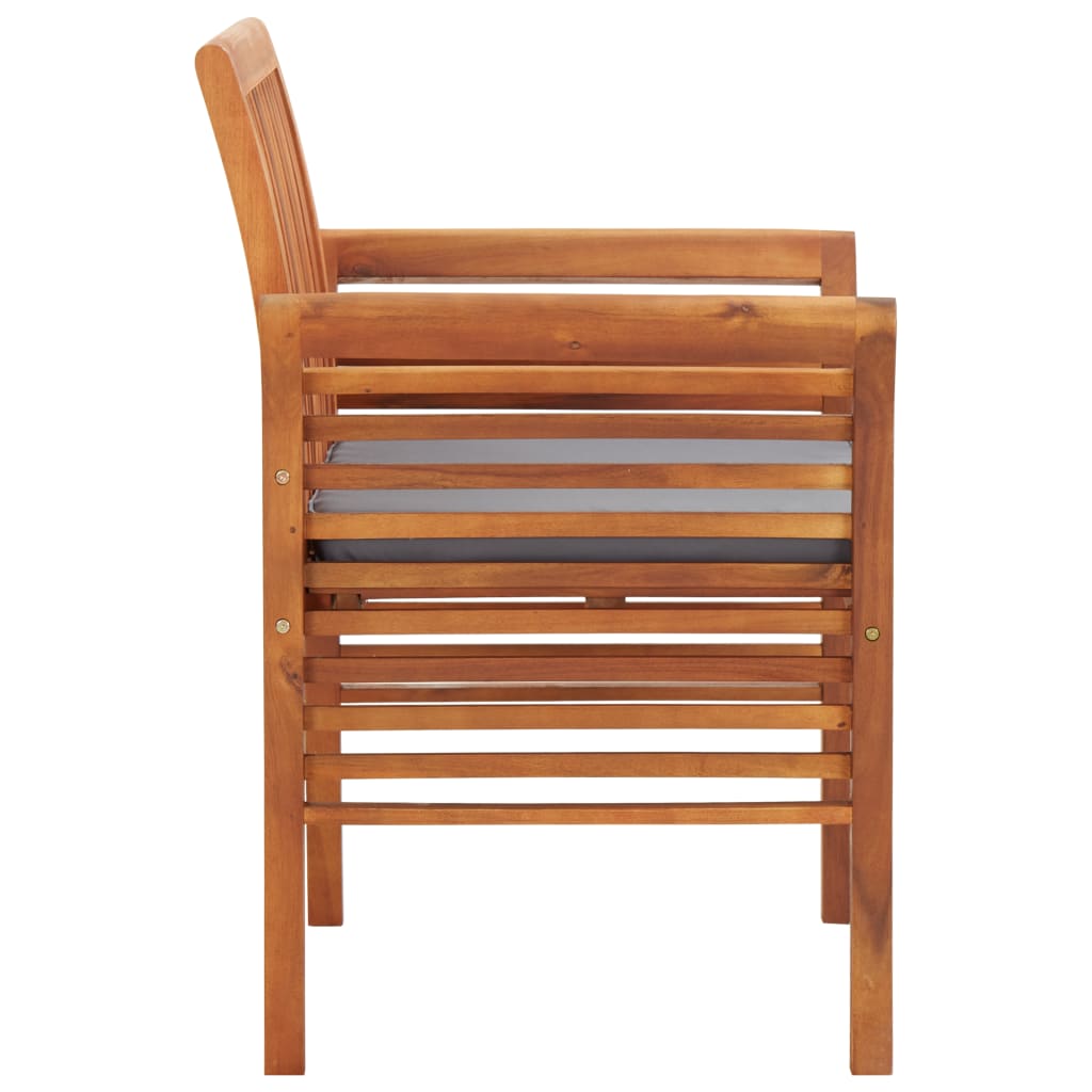 Garden Dining Chair Set of 4 Dark grey, Natural wood