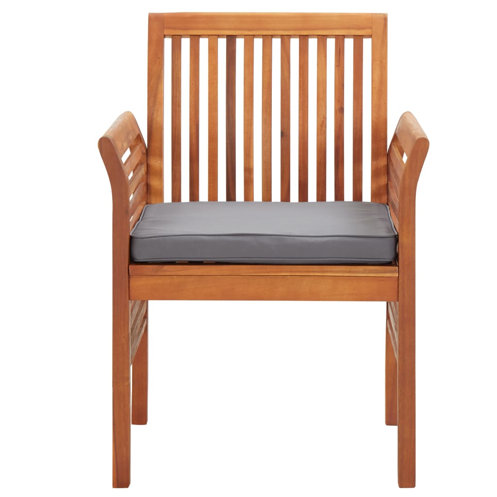 Garden Dining Chair Set of 8 Dark Grey Solid acacia wood Standard