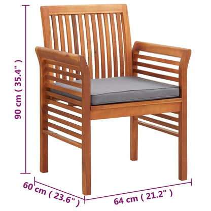 Garden Dining Chair Set of 8 Dark Grey Solid acacia wood Standard