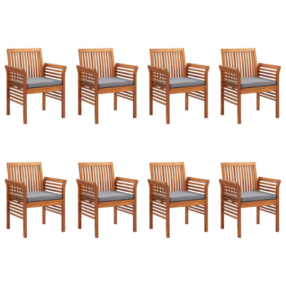 Garden Dining Chair Set of 8 Dark Grey Solid acacia wood Standard