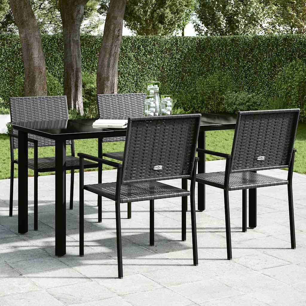 Dining Table Black Powder-coated steel, tempered glass