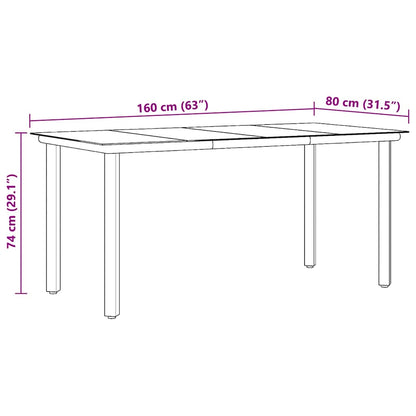 Dining Table Black Powder-coated steel, tempered glass