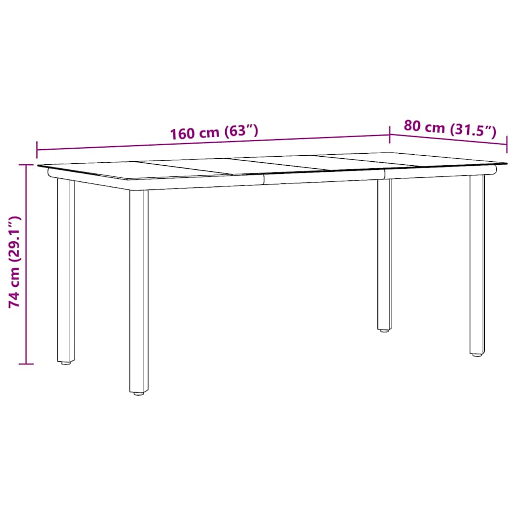 Dining Table Black Powder-coated steel, tempered glass